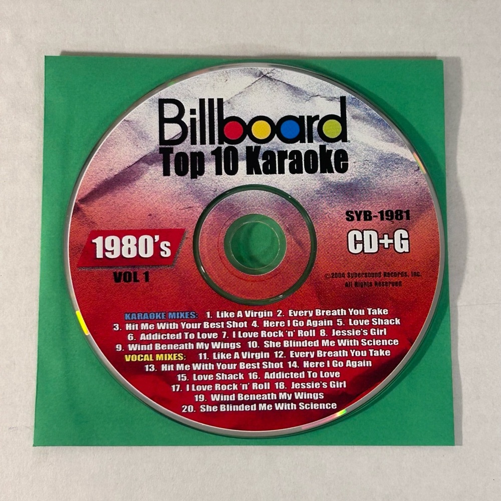 Billboard Top 10 Karaoke 1980's Vol 1 CD+G Disc Only
